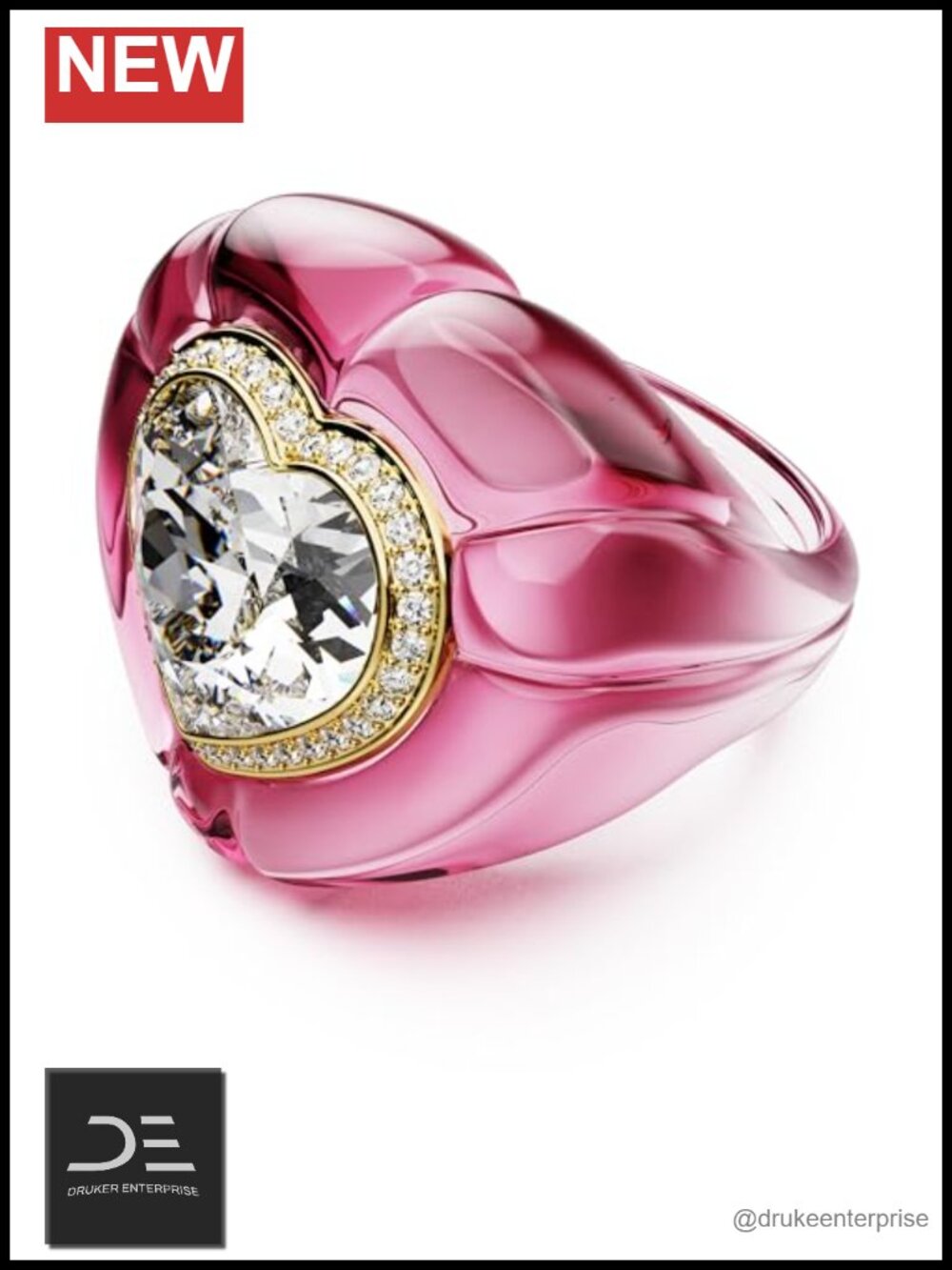 Swarovski Pavilion Crystal Ring - Pink Size 8 - Cocktail Party Statement Jewelry